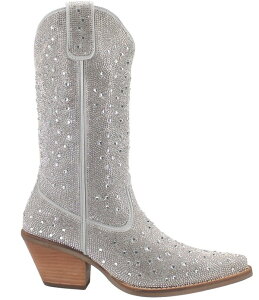 �f�B���S ���f�B�[�X �V���[�Y �u�[�c�E���C���u�[�c ���U�[ Dingo Silver Dollarhinestonembellished Leather Western Bootsilver �V���o�[