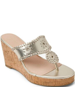 �W���b�N���W���[�X ���f�B�[�X �V���[�Y �T���_�� �v���b�g�t�H�[�� ���U�[ Jack Rogers Jacks High Wedge Leather Platform Thong Sandals Platinum