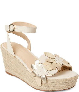 �W���b�N���W���[�X ���f�B�[�X �V���[�Y �X���b�|���E���[�t�@�[ �v���b�g�t�H�[�� �T���_�� ���U�[ Jack Rogers Talahi Leather Flower Wedge Platform Espadrile Sandals Ivory/Platinum �A�C�{���[