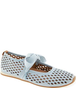 �W�F���g���\�E���Y ���f�B�[�X �V���[�Y �p���v�X�G�[�h Gentle Souls Annalise Perforated Suede Tie Mary Jane Ballerina Flats Light Blue �u���[