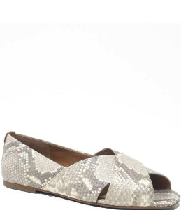 �W�F���g���\�E���Y ���f�B�[�X �V���[�Y �p���v�X �v�����g ���U�[ Gentle Souls Whoebe Snake Print Leather Peep Toe Flats Taupe Snake �g�[�v
