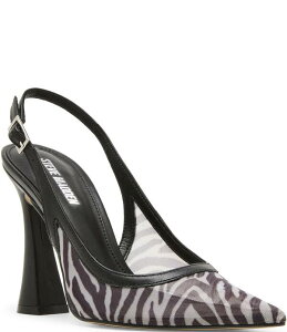 �X�e�B�[�u �}�f�� ���f�B�[�X �V���[�Y �q�[�� �v�����g Steve Madden Blare Zebra Print Sculptural Heel Slingback Pointed Toe Pumps Zebra �A�j�}��