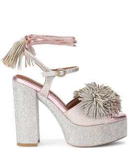 �J�[�g�W�F�C�K�[�����h�� ���f�B�[�X �V���[�Y �T���_�� �v���b�g�t�H�[�� Kurt Geiger London Crystal Embellished Pom Tie Platform Dressandals Grey �O���[