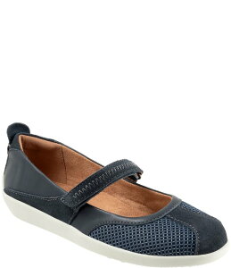�\�t�g�E�H�[�N ���f�B�[�X �V���[�Y �p���v�X ���b�V�� �X�G�[�h SoftWalk Dayton Suede and Mesh Mary Jane Flats Navy �l�C�r�[