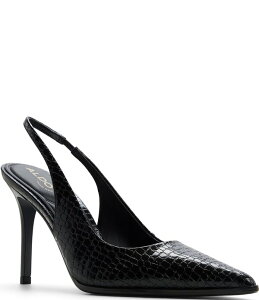 �A���h ���f�B�[�X �V���[�Y �q�[�� ALDO Samantha Croco Embossed Pointed Toe Slingback Pumps Black �u���b�N