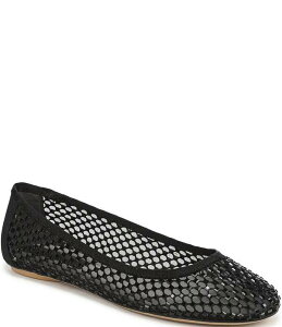 �t�����R�T���g ���f�B�[�X �V���[�Y �p���v�X ���b�V�� Franco Sarto Christina 2 Fishnet Mesh Rhinestonembellished Ballet Flats Black �u���b�N