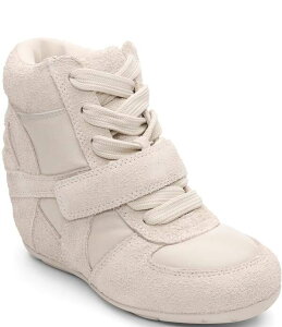 �A�b�V�� ���f�B�[�X �V���[�Y �X�j�[�J�[ �X�G�[�h ���U�[ ASH Bowffy Suede and Leather Hidden Wedge Sneakers Talc/Talc