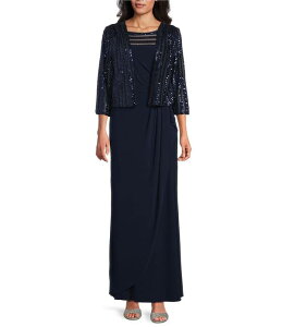 ���{ ���f�B�[�X �g�b�v�X �����s�[�X�p���R�[�� �W���P�b�g Le Bosequin ITY Round Illusioneck Long Sleeve Jacket Dress Navy �l�C�r�[