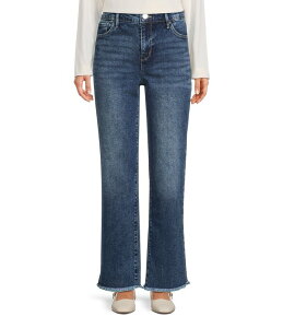 �R�[�h �u���[ ���f�B�[�X �{�g���X �f�j���p���c �X�g���[�g �A���N�� �W�[���Y Code Bleu Stretch Denim High Rise Ankle Fray Hem Straight Leg Jeans Cedar Wash �f�j��