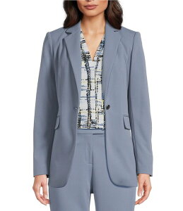 �J���o���N���C�� ���f�B�[�X �A�E�^�[ �R�[�g �N���[�v �X�L���[�o �u���U�[ Calvin Klein Scuba Crepe Notch Lapelong Sleeve One Button Front Blazer Flint
