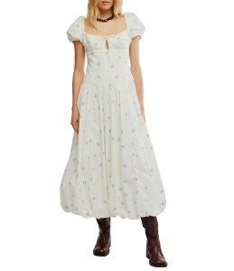 �t���[�s�[�v�� ���f�B�[�X �g�b�v�X �����s�[�X �h�J �}�L�V Free People Bali Sprinkled Embroidered Heart Scoop Neck Short Puff Sleeve Drop-Waist Bubble Hemaxi Dress Tofu Combo