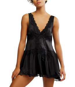 �t���[�s�[�v�� ���f�B�[�X �g�b�v�X �����s�[�X V�l�b�N �~�j �m�[�X���[�u Free People In This Groove V-Neck Sleeveless Mini Slip Dress Washed Black �u���b�N