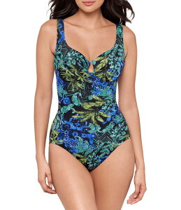 �~���N���X�[�c ���f�B�[�X �g�b�v�X �����s�[�X �L���b�v �P�[�v Miraclesuit Gasparilla Escape Molded Cups Underwire Tank One Piece Swimsuit Black Multi �u���b�N