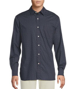 �_�j�G�� �N���~�� �����Y �g�b�v�X �V���c Cremieux Blue Label Diamond Geometricomfort Stretch Long Sleeve Woven Shirt Navy �l�C�r�[