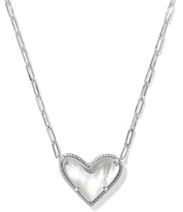 �P���h���X�R�b�g ���f�B�[�X �A�N�Z�T���[ �l�b�N���X�E�`���[�J�[ ���[�X Kendra Scott Ari Heart Statement Short Pendant Necklace Silver/Ivory Mother of Pearl �A�C�{���[