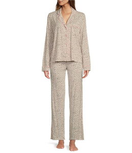 �s�[�W�F�C�T���x�[�W ���f�B�[�X �A���_�[�E�F�A �i�C�g�E�F�A �v�����g PJ Salvage Modal Basic Leopard Print Notch Collar Pajama Set Stone �X�g�[��
