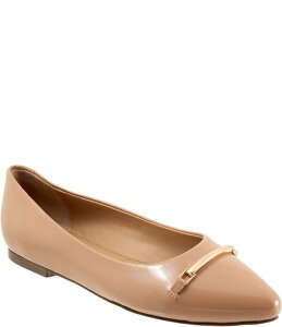 �g���b�^�[�Y ���f�B�[�X �V���[�Y �p���v�X ���U�[ Trotters Everly Patent Leather Pointed Toe Flats Beige �x�[�W��