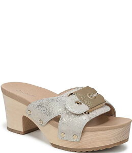 �h�N�^�[�E�V���[�� ���f�B�[�X �V���[�Y �T���_�� �v���b�g�t�H�[�� ���U�[ Dr. Scholl's Original Max Too Leather Platform Clog Slide Sandals Champagne/Beige �x�[�W��