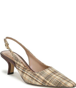 �T���G�f���}�� ���f�B�[�X �V���[�Y �q�[�� Sam Edelman Bianka Plaid Woven Raffia Snip Toe Slingback Pumps Natural Multi �}���`�J���[