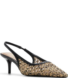 �A���h ���f�B�[�X �V���[�Y �q�[�� ALDO Calantha Raffia Slingback Pumps Jet Black/Natural �u���b�N