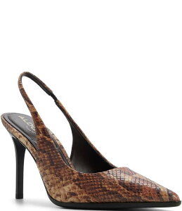 �A���h ���f�B�[�X �V���[�Y �q�[�� ALDO Samantha Snakembossed Pointed Toe Slingback Pumps Brown Multi �u���E��
