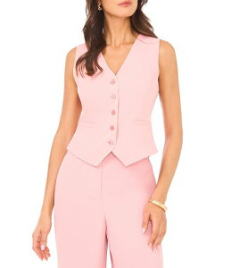 �����X�e�[�g ���f�B�[�X �A�E�^�[ �x�X�g V�l�b�N �m�[�X���[�u 1. STATE V-Neck Sleeveless Button Front Coordinating Vest Sheer Blush �u���b�V��
