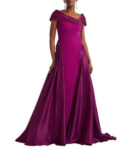 �^�_�V�V���[�W ���f�B�[�X �g�b�v�X �����s�[�X �N���[�v �A�V�����g���[ Tadashi Shoji Asymmetrical Neck Crepe Taffeta Gown Magenta �}�[���^