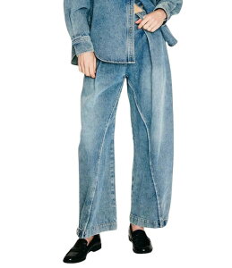 ���C���A���h�h�b�g ���f�B�[�X �{�g���X �f�j���p���c ���C�h���b�O �W�[���Y Line andot Mottle Wide Leg Denim Jeans Denim �f�j��