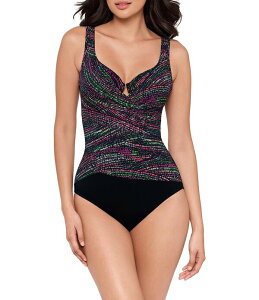 �~���N���X�[�c ���f�B�[�X �g�b�v�X �����s�[�X �L���b�v �P�[�v Miraclesuit Light Show Layered Escape V-Neckline Underwire One Piece Swimsuit Black/Multi �u���b�N