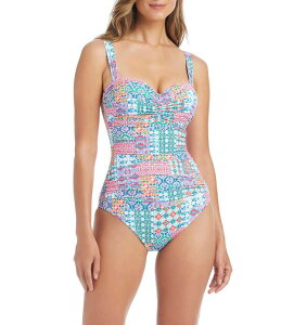 �u���[���b�h�r�[�e�B ���f�B�[�X �g�b�v�X �����s�[�X Bleu Rod Beattie Ibiza Bohemian Shirred Bandeau One Piece Swimsuit Multi �}���`�J���[