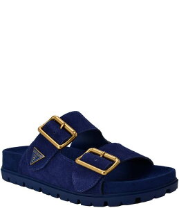 �Q�X ���f�B�[�X �V���[�Y �p���v�X�G�[�h Guess Fasten Suede Buckled Slides Medium Blue Suede �u���[
