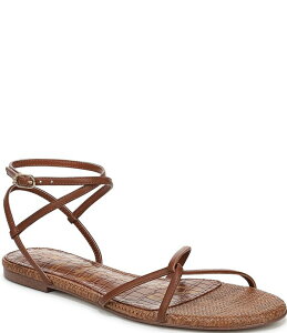 �T���G�f���}�� ���f�B�[�X �V���[�Y �T���_�� ���U�[ Sam Edelman Ellina Woven Leather Strappy Flat Sandals Rich Cognac