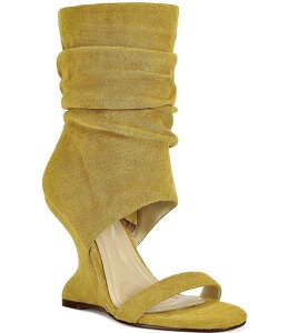 �y���������z �A�U���A ���� ���f�B�[�X �T���_�� �V���[�Y Kyvelisa Sculpted Wedge Sandal Mid Calf Slouch Boots Mustard