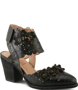 �����e�B�X�e ���f�B�[�X �V���[�Y �p���v�X �J�b�g�A�E�g ���U�[ L'ARTISTE Distinction Leather Flower Embellished Cut Out Pumps Black �u���b�N