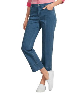 �C���g�� ���f�B�[�X �{�g���X �f�j���p���c ���C�h���b�O �v�` �W�[���Y Intro Petite Size Carrie Slub Stretch Tummy Control Wide Leg Jeans Medium Wash/Herringbone Weave