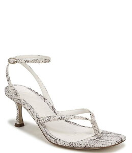 �T���G�f���}�� ���f�B�[�X �V���[�Y �q�[�� �v�����g �T���_�� �A���N�� ���U�[ Sam Edelman Pax Leather Snake Print Ankle Wrap Thong Dressandals Ivory �A�C�{���[