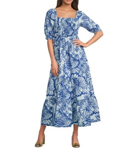 �����[�s�����b�c�@�[ ���f�B�[�X �g�b�v�X �����s�[�X �v�����g �~�f�B Lilly Pulitzer Hadly Printed Poplin Square Neck Short Puff Sleeve Fit-And-Flare Midi Dresstarlight