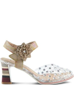 �����e�B�X�e ���f�B�[�X �V���[�Y �p���v�X �A���N�� ���U�[ L'ARTISTE Sassylady Clear Vinyleather Flower Ankle Strapumps Lightaupe Multi �g�[�v