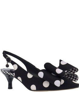 �W�F�C���j�[ ���f�B�[�X �V���[�Y �q�[�� �h�b�g�� �h�b�g J. Renee Delmare Polka Dot Slingbackitten Heel Bow Pumps Black/White Polka Dots �z���C�g