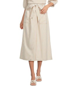 �M�u�\���A���h���e�B�}�[ ���f�B�[�X �{�g���X�J�[�g A ���C�� �~�f�B Gibson & Latimer Stripe Seersucker Tie Waist A-Line Coordinating Midi Skirt Sand/Cream �N���[��