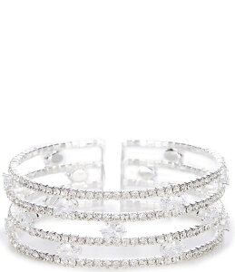 �Z�U���k ���f�B�[�X �A�N�Z�T���[ �u���X���b�g�E�o���O���E�A���N���b�g Cezanne Lattice Rows Cuff Bracelet Silver/Crystal �V���o�[