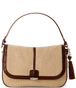 �u�����~�� ���f�B�[�X �o�b�O BRAHMIN Pecan Windswept Collection Jolene Raffia Shoulder Bag Pecan Windswept
