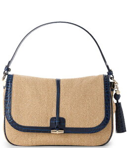 �u�����~�� ���f�B�[�X �o�b�O BRAHMIN Windswept Collectionavy Jolene Raffia Shoulder Bag Navy �l�C�r�[