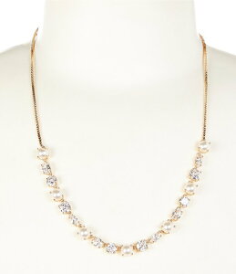 �Z�U���k ���f�B�[�X �A�N�Z�T���[ �l�b�N���X�E�`���[�J�[ ���[�X Cezanne Crystal CZ & Pearl Frontal Box Chain Collar Necklace Gold/CZ �S�[���h