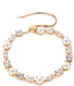 �Z�U���k ���f�B�[�X �A�N�Z�T���[ �u���X���b�g�E�o���O���E�A���N���b�g Cezanne Crystal CZ & Pearl Adjustable Bracelet Gold/CZ �S�[���h