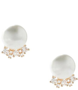 �Z�U���k ���f�B�[�X �A�N�Z�T���[ �s�A�X�E�C�������O Cezanne Pearl Cab Crystal CZ Stone Stud Earrings Gold/Pearl �p�[��