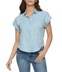 �t���b�O �A���h �A���Z�� ���f�B�[�X �g�b�v�X �V���c �v�����g Flag and Anthem Siena Printedolman Sleeve Top Light Wash