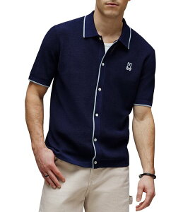 �T�C�R�o�j�[ �����Y �g�b�v�X �V���c �j�b�g Psycho Bunny Lake Knit Short Sleeve Woven Shirt Evening Blue �u���[