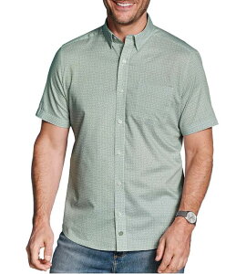 �W�����X�g���A���h�}�[�t�B�[ �����Y �g�b�v�X �V���c �v�����g �~�j Johnston & Murphy Logan Mini Print Short Sleeve Woven Shirt Green Hashed Squares �O���[��