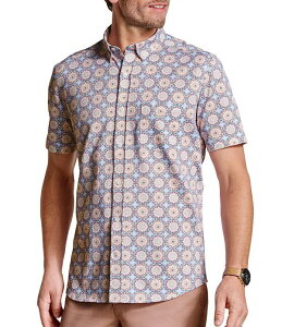 �W�����X�g���A���h�}�[�t�B�[ �����Y �g�b�v�X �V���c �v�����g Johnston & Murphy XC Flex Mosaic Print Short Sleeve Woven Shirt Multi Mosaic �}���`�J���[